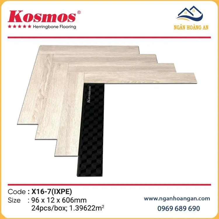 Sàn Gỗ Công Nghiệp Xương Cá Kosmos 12mm  X16-7